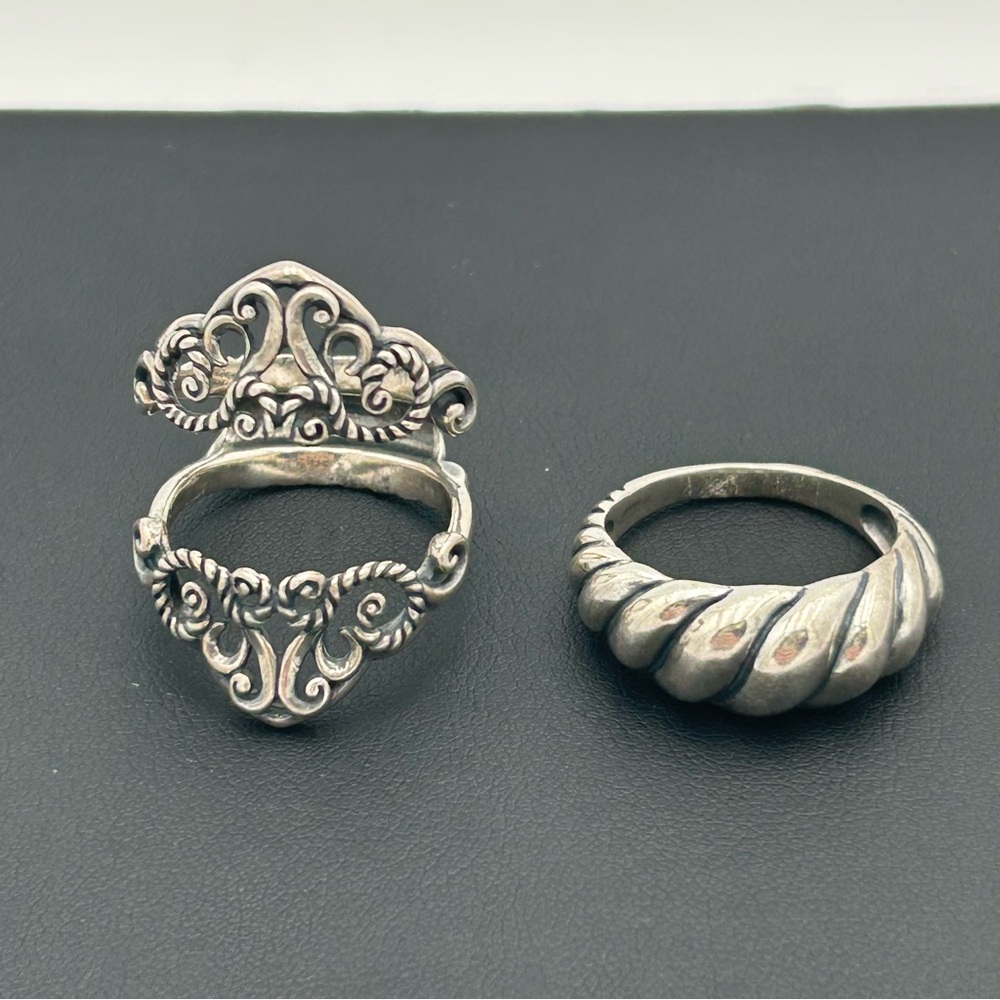 Vintage Sterling Silver Interlocking Ring Set - Picture 4 of 11